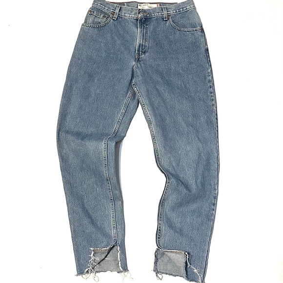 VTG Y2K LEVIS 550 TAPERED FIT HIGH RISE REWORKED RAW SPLIT-HEM DENIM JEANS 10/12 - Picture 4 of 16